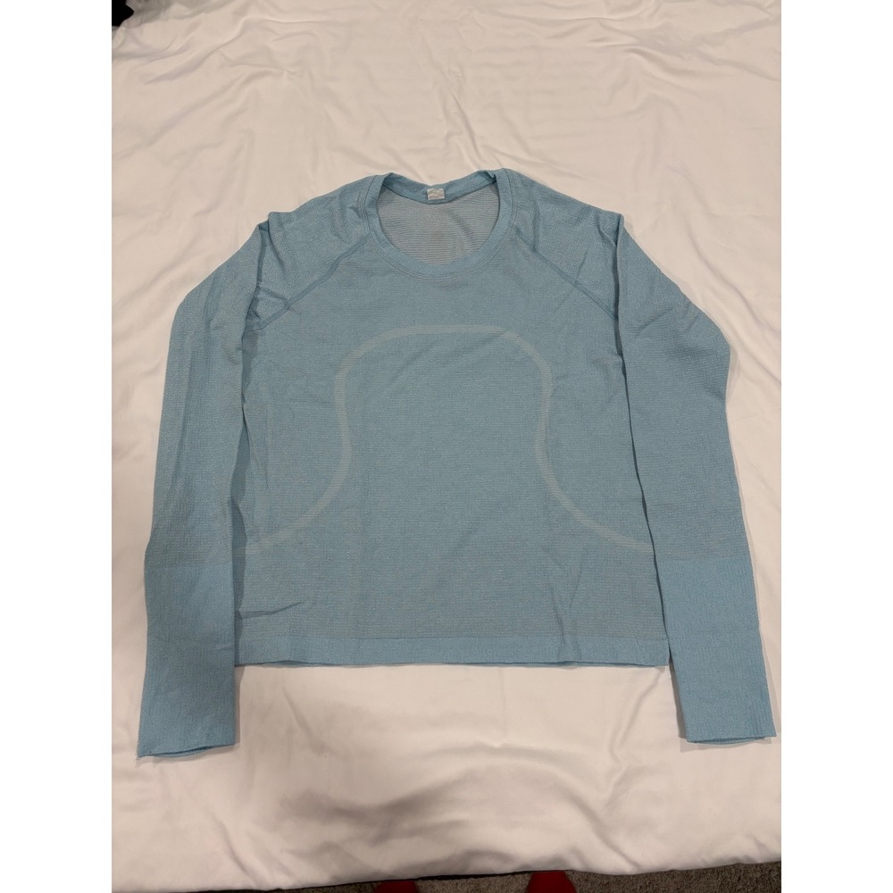 Lululemon‎ Swiftly Tech Long Sleeve 2.0 Race Length Sparkle Blue Water Shine 10